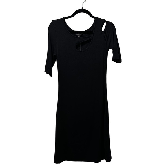 2/$30 Goldray Jersey Knit Ribbed Midi Dress Size M Black Cut Out Stretch NWT - Picture 3 of 10